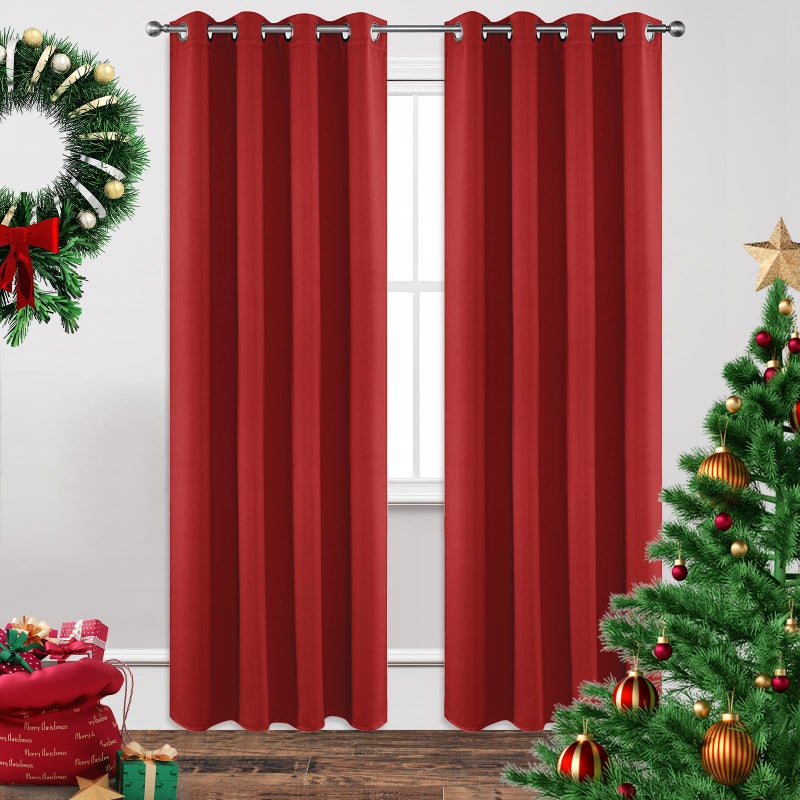 Joydeco Blackout Curtains 84 inches Long 2 Panels Set  Thermal Insulated Long Curtains & Drapes 2 Burg  Room Darkening Grommet Drapes for Bedroom Living Room Windows (W42 x L84 Inch  Red) - Image 1