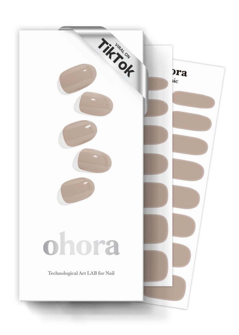 ohora Semi Cured Gel Nail Strips (N Cream Beige) - Nude, Solid, Works with Any UV/LED Lamps, Salon-Quality, Long Lasting, Easy to Apply & Remove - Includes 2 Prep Pads, Nail File & Wooden Stick - Image 1