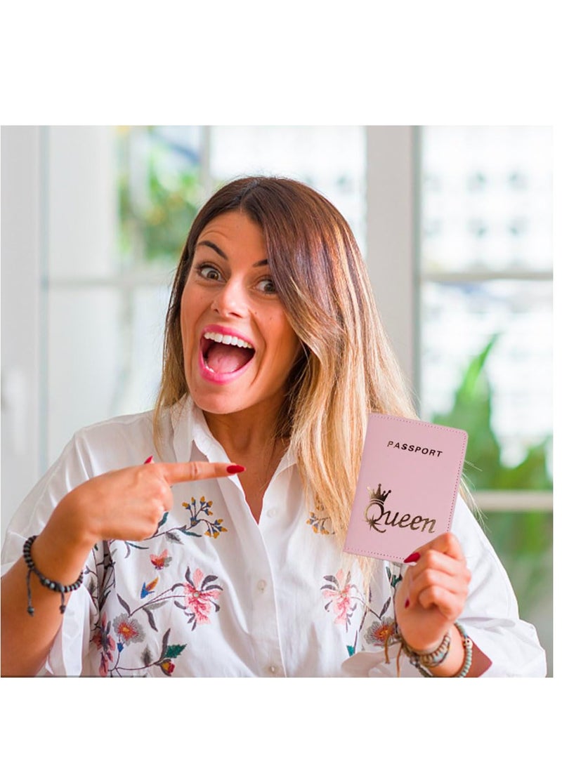 Excefore علامات أمتعة السيد والسيدة مجموعة حامل جواز السفر، علامات أمتعة سفر جلدية غلاف جواز السفر هدايا شهر العسل هدية حفل زفاف للخطوبة للمتزوجين حديثًا، 4 عبوات - Image 5