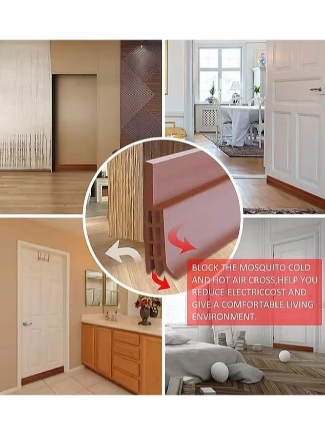 Adhesive Under Door Sweep Weather Stripping Soundproof Rubber Bottom Seal with Wider Strong for Interior Exterior Doors Guard Against Drafts Dust Noise Animals (1M*1 Brown) - Image 4