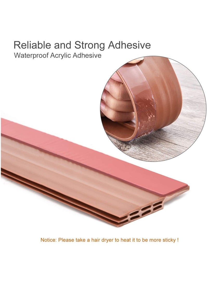 Adhesive Under Door Sweep Weather Stripping Soundproof Rubber Bottom Seal with Wider Strong for Interior Exterior Doors Guard Against Drafts Dust Noise Animals (1M*1 Brown) - Image 2