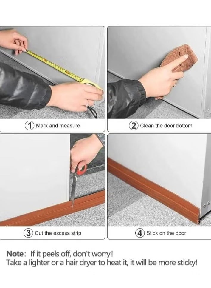 Adhesive Under Door Sweep Weather Stripping Soundproof Rubber Bottom Seal with Wider Strong for Interior Exterior Doors Guard Against Drafts Dust Noise Animals (1M*1 Brown) - Image 3