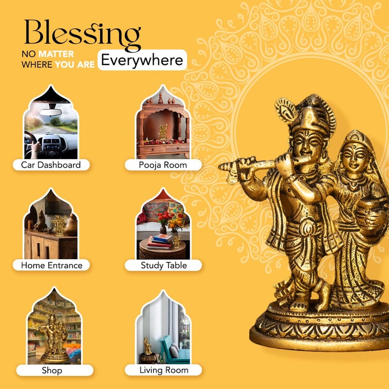 Ekhasa 100 Pure Brass Radha Krishna Murti Size 128 cm Radha Krishna Statue Radha Krishna Idol for Gift Radhe Krishna ki Murti for Pooja Room Radha Krishna Idol for Home Decor - Image 5