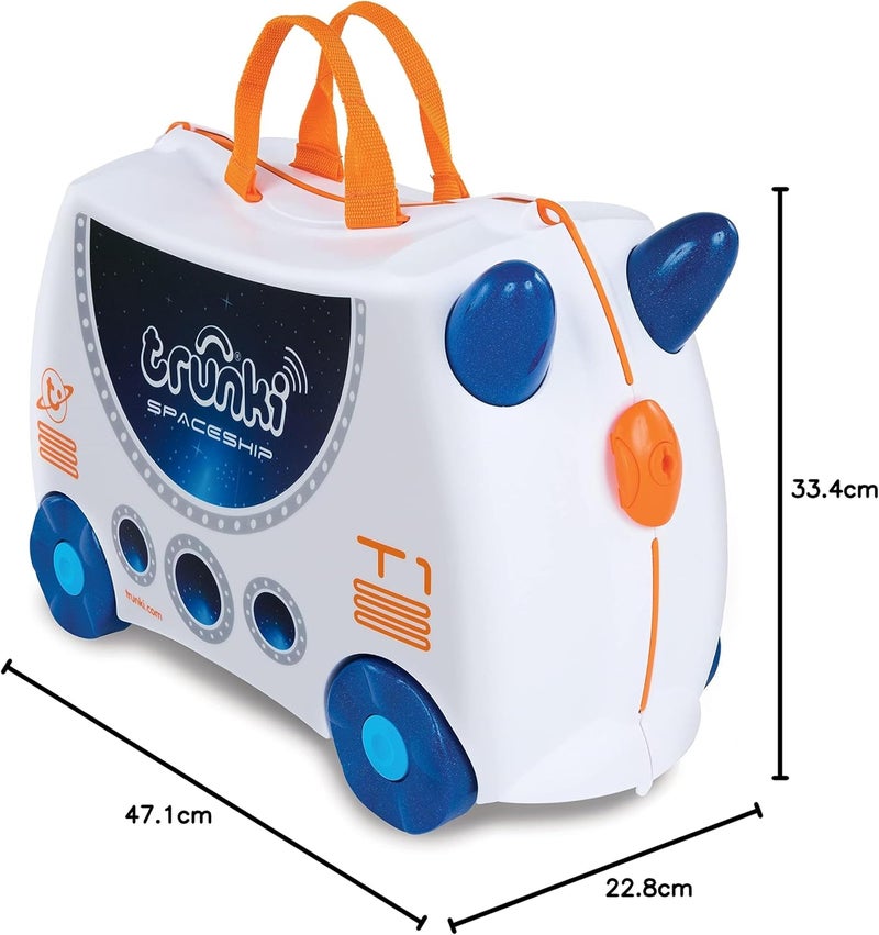 Trunki Ride-On Kids Suitcase | Tow-Along Toddler Luggage | Carry-on Approved |  18L Travel Bag | Kids Luggage and Airplane Travel Essentials: Skye the Space Ship White - Image 3