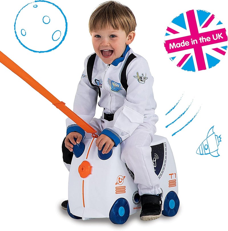 Trunki Ride-On Kids Suitcase | Tow-Along Toddler Luggage | Carry-on Approved |  18L Travel Bag | Kids Luggage and Airplane Travel Essentials: Skye the Space Ship White - Image 4