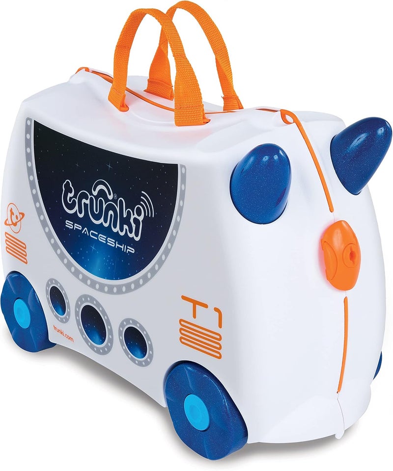 Trunki Ride-On Kids Suitcase | Tow-Along Toddler Luggage | Carry-on Approved |  18L Travel Bag | Kids Luggage and Airplane Travel Essentials: Skye the Space Ship White - Image 1