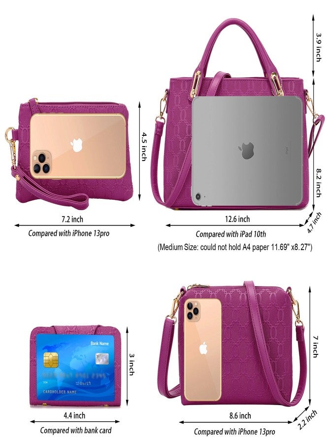 Soperwillton Purse for Women Fashion Medium Shoulder Bag Crossbody Bag Top Handle Tote Handbag Set 4PCS - Image 4