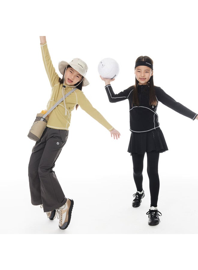 Onmygame Girls' Long-sleeve T-shirt, Spring And Autumn Style, Children's Undershirt, Antibacterial, Shihei, 140 - Image 1