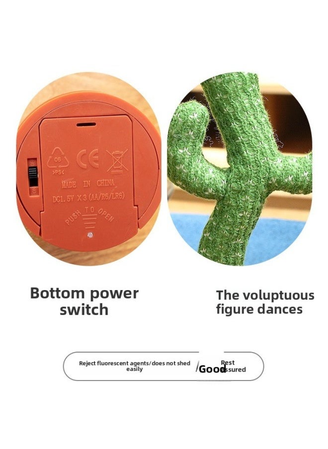 Generic - Chinese, English, Spanish, Russian, Dancing, Singing, Twisting, Rocking, Recording, Learning To Speak, Cactus Plush Toy Batch-Color:120 Bluetooth Chinese + Recording + Light + Dancing [battery]]-Height:32cm - Image 1