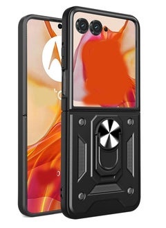 Generic Motorola Razr 50 Ultra 5G Case Cover, Slide Camera Lens Cover, 360°Rotating Kickstand Ring, Support Magnetic Car Mount Shockproof Mobile Phone Case Black  - Image 1