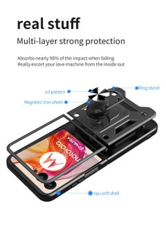 Generic Motorola Razr 50 Ultra 5G Case Cover, Slide Camera Lens Cover, 360°Rotating Kickstand Ring, Support Magnetic Car Mount Shockproof Mobile Phone Case Black  - Image 2