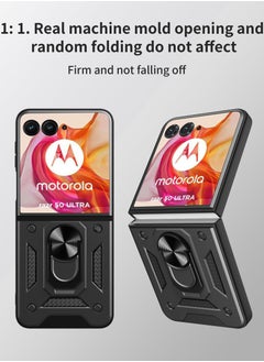 Generic Motorola Razr 50 Ultra 5G Case Cover, Slide Camera Lens Cover, 360°Rotating Kickstand Ring, Support Magnetic Car Mount Shockproof Mobile Phone Case Black  - Image 4