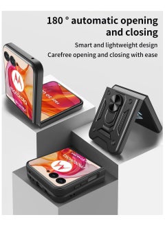 Generic Motorola Razr 50 Ultra 5G Case Cover, Slide Camera Lens Cover, 360°Rotating Kickstand Ring, Support Magnetic Car Mount Shockproof Mobile Phone Case Black  - Image 5