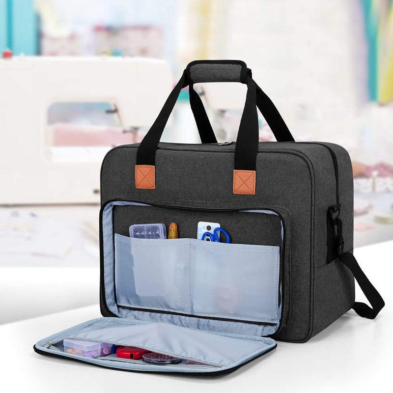 LUXJA Sewing Machine Bag, Portable Tote Bag Compatible with Most Singer, Brother Sewing Machines and Extra Sewing Accessories, Black - Image 2
