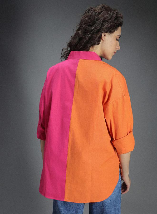 هاي ستار بلوزة فضفاضة بنمط كتل الالوان - Image 3