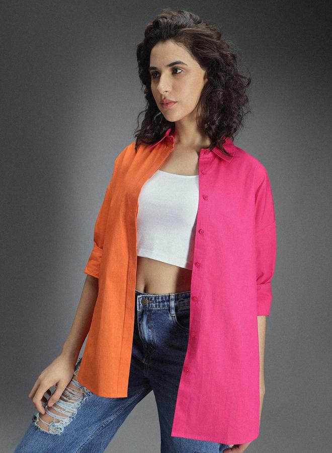 هاي ستار بلوزة فضفاضة بنمط كتل الالوان - Image 2