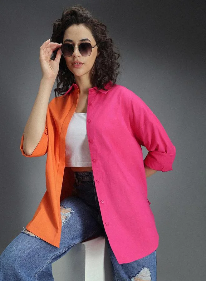 HIGH STAR Classic Oversized Color Block Casual Shirt by Styli