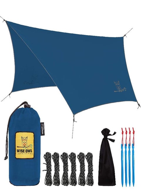 Wise Owl Outfitters Hammock Tarp, Hammock Tent - Rain Tarp for Camping Hammock - Camping Gear Must Haves w/Easy Set Up Including Tent Stakes and Carry Bag - Standard Blue