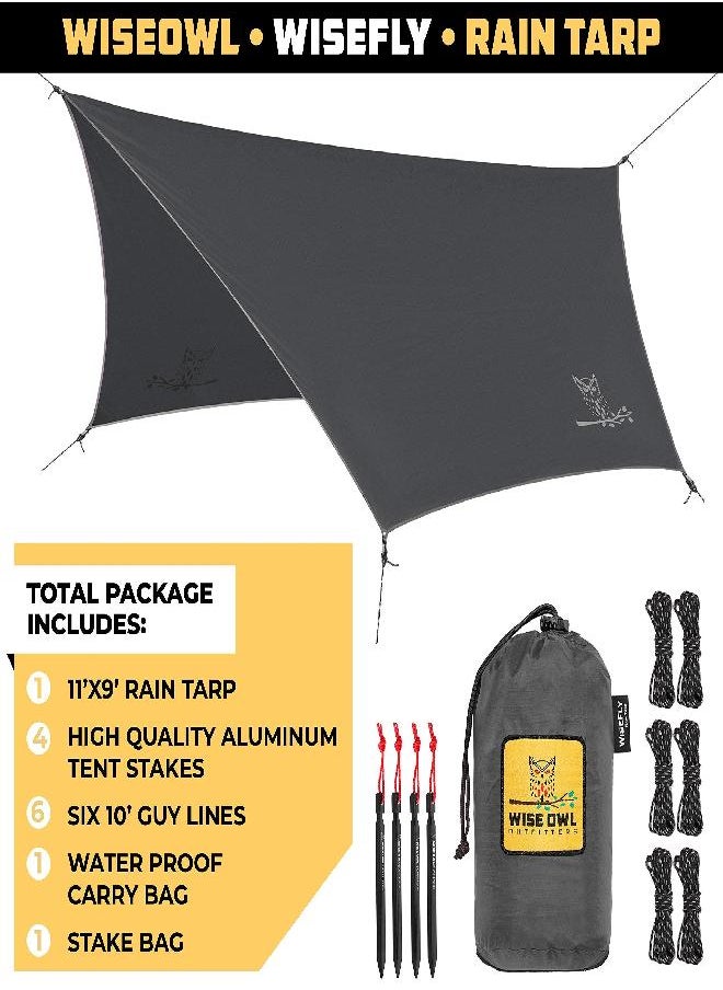 Wise Owl Outfitters Hammock Tarp, Hammock Tent - Rain Tarp for Camping Hammock - Camping Gear Must Haves w/Easy Set Up Including Tent Stakes and Carry Bag - Standard Blue