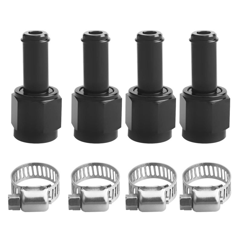 CNRAQR 6AN Female to 38 Barb Straight Swivel Fitting Adapter Aluminum Black 4Pcs - Image 2