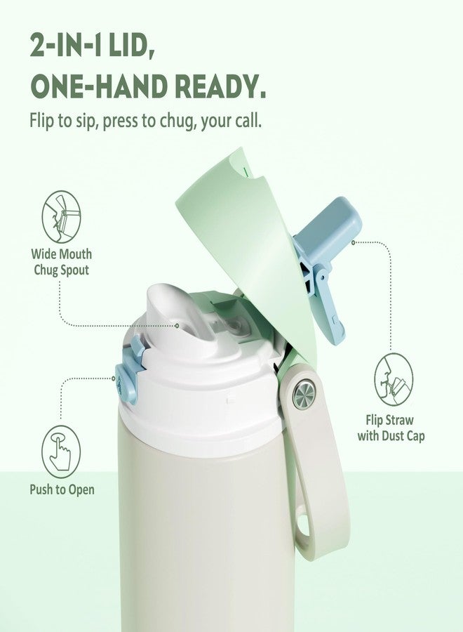 POWCAN 24 oz Steel Insulated Water Bottle: 2-in-1 Push-Button Spout & Flip Straw Lid, Leakproof, Cold 24 Hrs, Fits Car Cup Holder, Reusable Metal Sports Bottle for Travel, Gym, School (Icy Drift) - Image 2