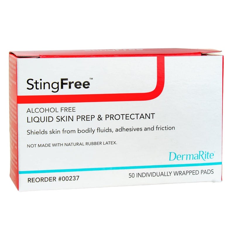 dermarite 's StingFree, Liquid Skin Prep & Shield - Alcohol-Free Wipes, Shields from Body Fluids, Adhesives and Friction - Individually Wrapped, 50 Wipes, 2 Packs, 100 Total - Image 2