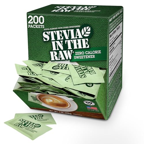 IN THE RAW Stevia In The Raw, Plant Based Zero Calorie, No Erythritol, Sugar Substitute, Sugar-Free Sweetener for Coffee, Hot & Cold Drinks, Suitable For Diabetics, Vegan, Gluten-Free, 200 Count Packets (1 Pack) - Image 1