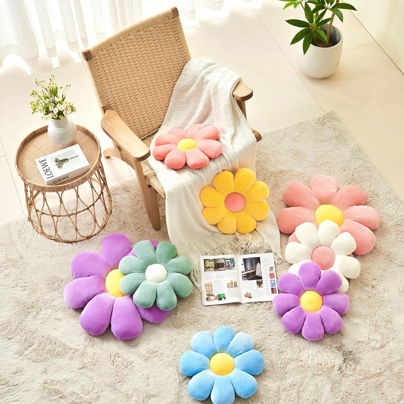 Mepherl Flower Pillow Daisy Pillow Flower Shaped Throw Pillow Cute Pillows Flower Cushion Flower Floor Pillow Seating Cushion for Bedroom Sofa Couch(15.7"" White) - Image 4