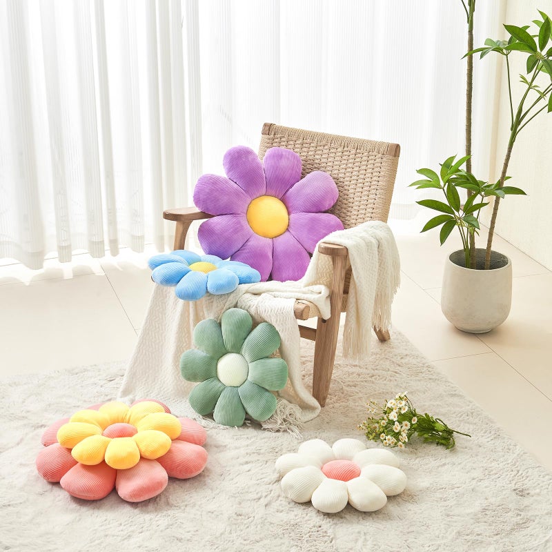Mepherl Flower Pillow Daisy Pillow Flower Shaped Throw Pillow Cute Pillows Flower Cushion Flower Floor Pillow Seating Cushion for Bedroom Sofa Couch(15.7"" White) - Image 3