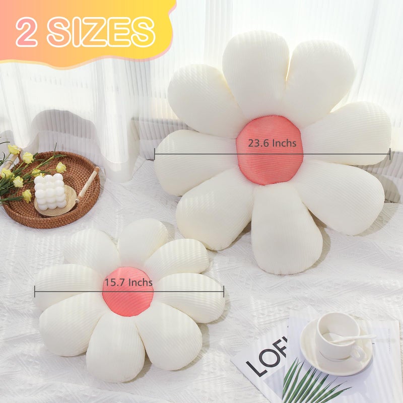 Mepherl Flower Pillow Daisy Pillow Flower Shaped Throw Pillow Cute Pillows Flower Cushion Flower Floor Pillow Seating Cushion for Bedroom Sofa Couch(15.7"" White) - Image 5