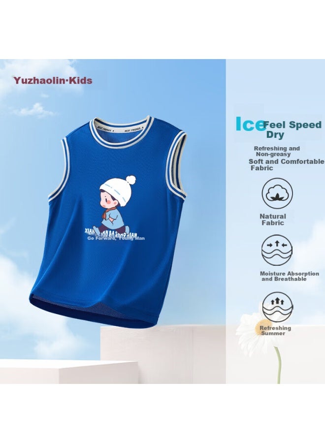 Yuzhaolin (Yuzhaolin) Boys' Sleeveless Tank Top Children'S Quick-Drying Breathable Mesh Sports Tank Top Kids Clothing