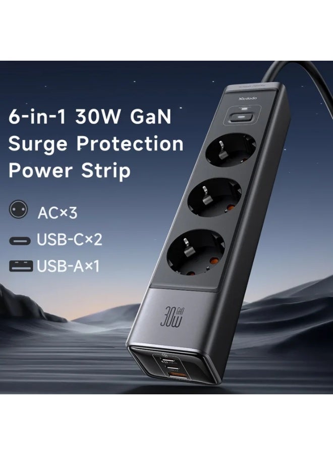 Mcdodo 6-in-1 GaN 30W Fast Charger 2C1A EU Plug CH-0620 is a compact and multifunctional charging solution - Image 2