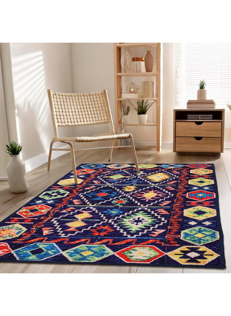 Status Contract Status Contract Rugs for Living Room|(Size) Printed Carpet for Living Room Decor|Anti Skid Backing Home Essentials| Boho Rugs for Living Room (Vintage 407), Polyester, Multicolor, Rectangular  - Image 1