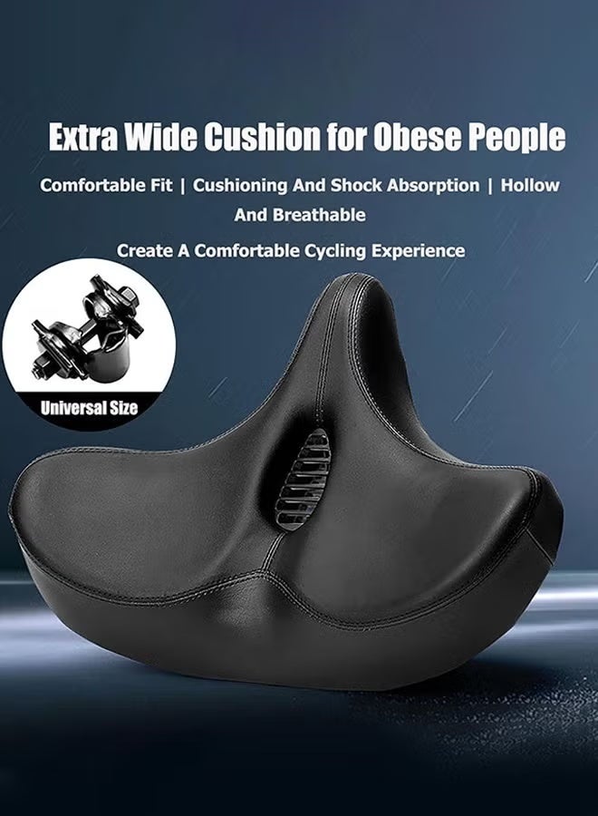 EETU Extra Wide Cycling Saddle,Bicycle Seat Replacement,Oversized Comfortable Saddle,Double Shock/Hollow Breathable Bike Seat,Bicycle Cushion For MTB/Mountain/Fitness/Exercise Bike,With Mounting Tools - Image 4