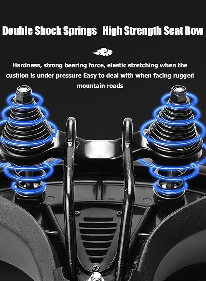 EETU Extra Wide Cycling Saddle,Bicycle Seat Replacement,Oversized Comfortable Saddle,Double Shock/Hollow Breathable Bike Seat,Bicycle Cushion For MTB/Mountain/Fitness/Exercise Bike,With Mounting Tools - Image 3