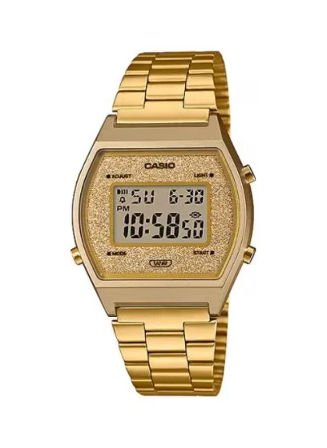 CASIO Unisex Digital Display Watch With Gold Stainless Steel Strap - B640WGG-9DF