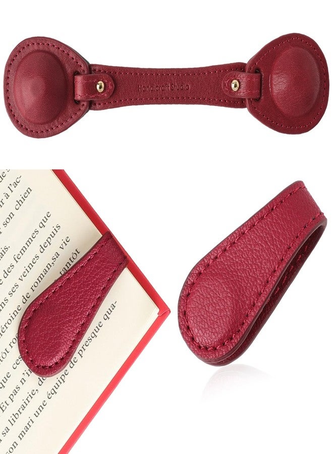 VANTOO Leather Weighted Bookmarks Page Holder for Women Men, Magnetic Bookmarks for Reading, Book Accessories Gift for Book Lovers Teachers Writers Authors Poets (Wine) - Image 1