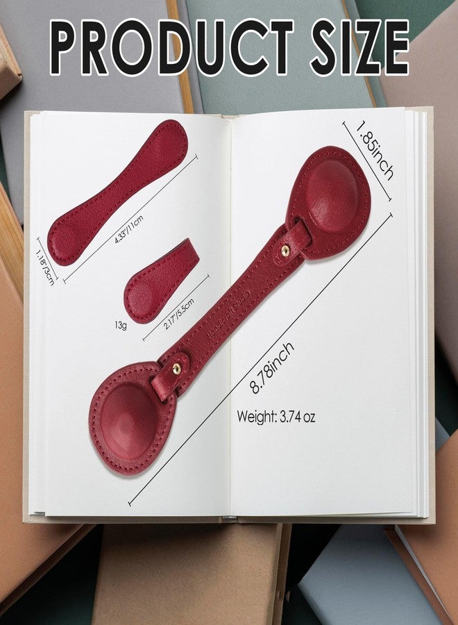 VANTOO Leather Weighted Bookmarks Page Holder for Women Men, Magnetic Bookmarks for Reading, Book Accessories Gift for Book Lovers Teachers Writers Authors Poets (Wine) - Image 2