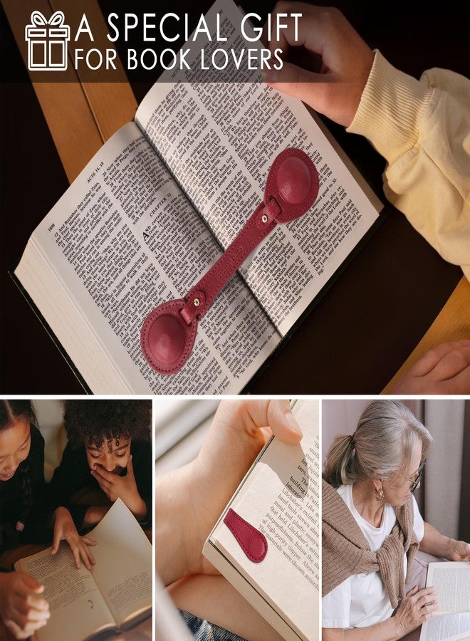 VANTOO Leather Weighted Bookmarks Page Holder for Women Men, Magnetic Bookmarks for Reading, Book Accessories Gift for Book Lovers Teachers Writers Authors Poets (Wine) - Image 5
