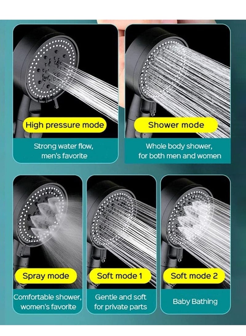SYOSI Multi-Functional High Pressure Shower Head with 5 Modes, High Pressure Handheld Shower Head with ON/Off Switch, Water Saving, Easy to Install - Image 3