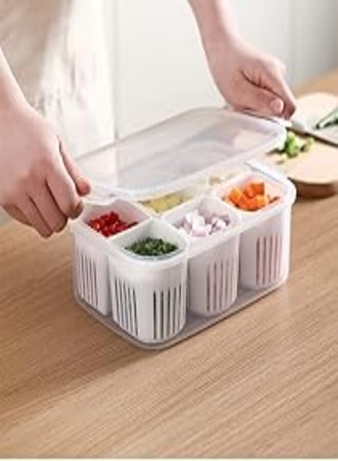 MosQuick Food Storage Containers with Lids Airtight 6PCS Reusable Divided Fridge Organizer Removable Individual Plastic Food Containers for Pantry Organization and Storage
