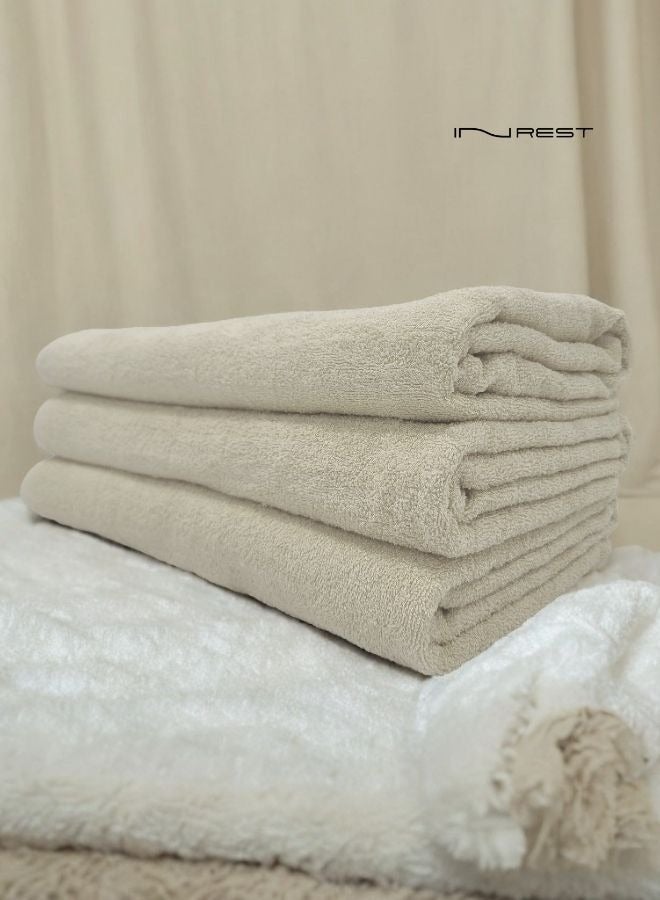 Inrest Home Hotel Towels Light Beige Color 100% Cotton Size 80*160 Cm - INREST