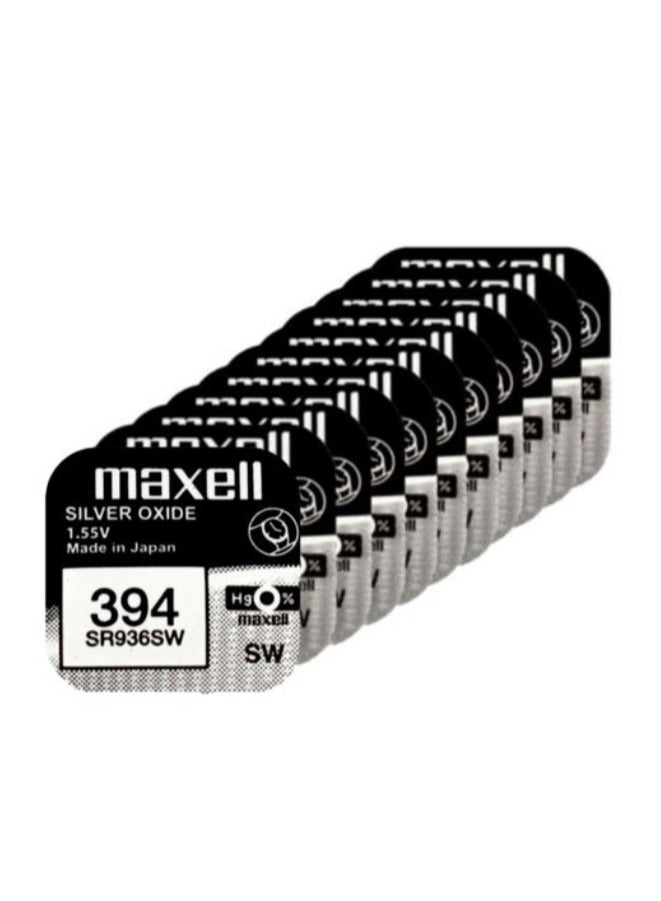 Maxell 10 Pieces Maxell 394/SR936SW Silver Oxide 1.55V - Batteries - Image 1