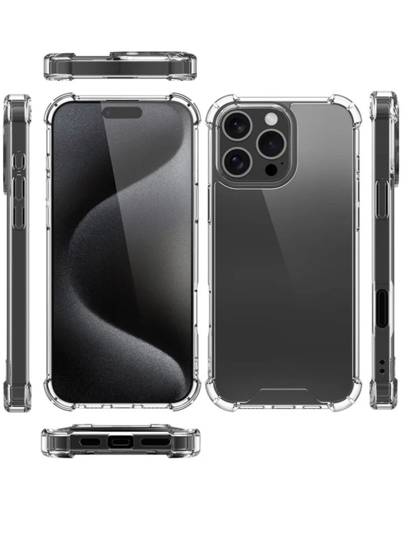 Generic ‏iPhone 16 Pro Case, Crystal Clear iPhone 16 Pro Case with Four Corner Anti-Fall Airbags, Slim Flexible TPU Airbag Bumper Shock Absorption Case Cover Fit for Apple iphone 16 Pro (Clear)  - Image 3
