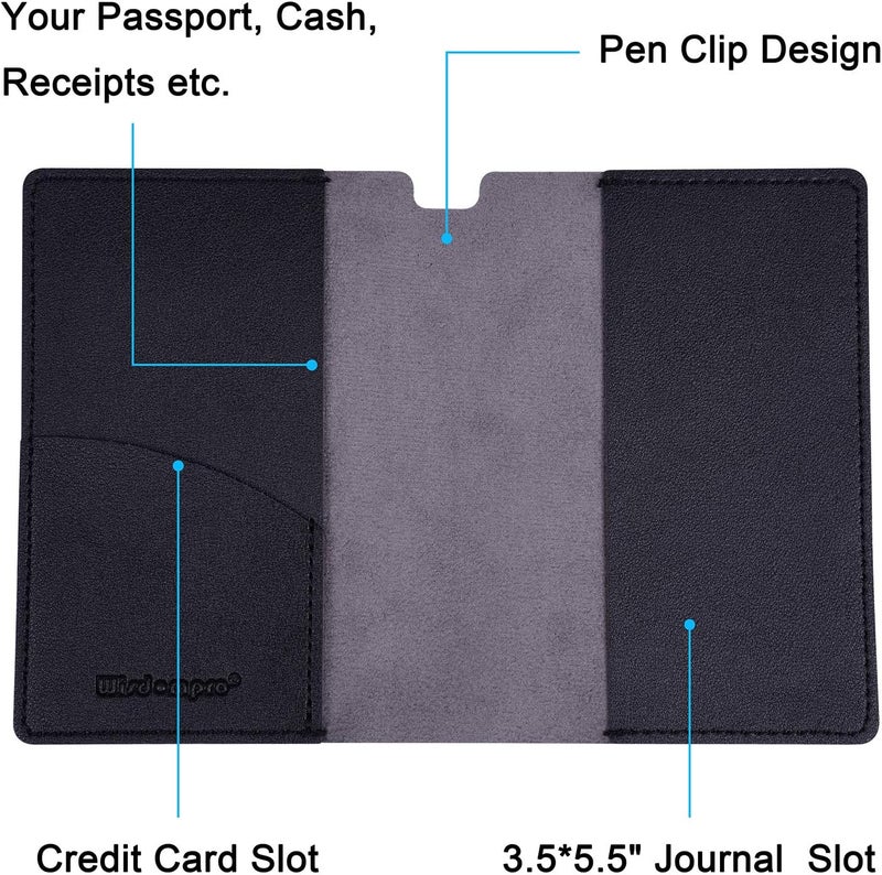 Wisdompro User tested optimized build Journal Cover, 2 Pack PU Leather Notebook Cover for Field Notes, or other 3.5" x 5.5" Pocket Notebooks - Black Elegant appearance - Image 5