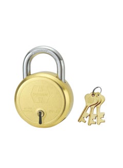 Harrison Harrison Padlocks Padlock 60mm 8 Lever With 3 Keys MP30053 pack of 1 Brass material Brass Lecquer Finishdoor lock shutter lock godown lock  - Image 1