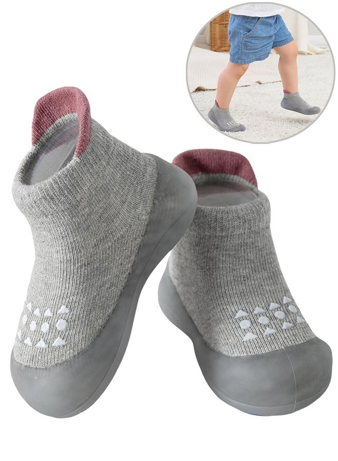 11.5cm Insole Length Unisex Baby Sock Shoes for Toddlers, Non-Slip Soft Rubber Sole Infant First Walking Shoes, Comfortable Sneaker Slippers for Baby Boys & Girls - Image 1