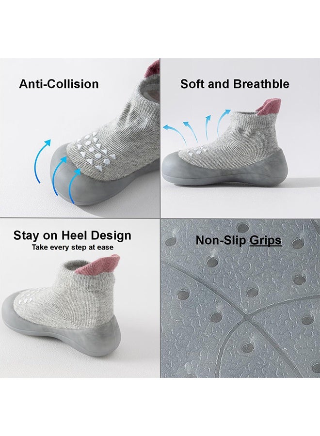 11.5cm Insole Length Unisex Baby Sock Shoes for Toddlers, Non-Slip Soft Rubber Sole Infant First Walking Shoes, Comfortable Sneaker Slippers for Baby Boys & Girls - Image 5