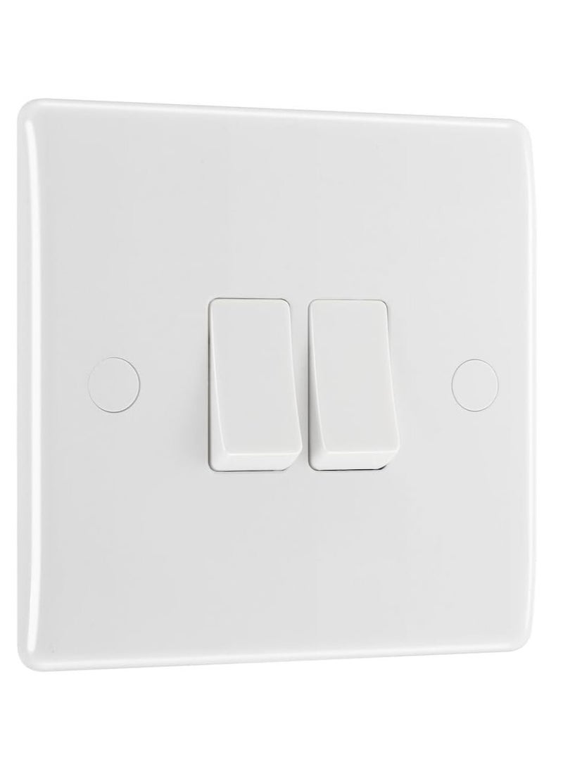 Generic 2-Gang White Moulded Wall Light Switch – 10A | Modern & Sleek Design  - Image 1