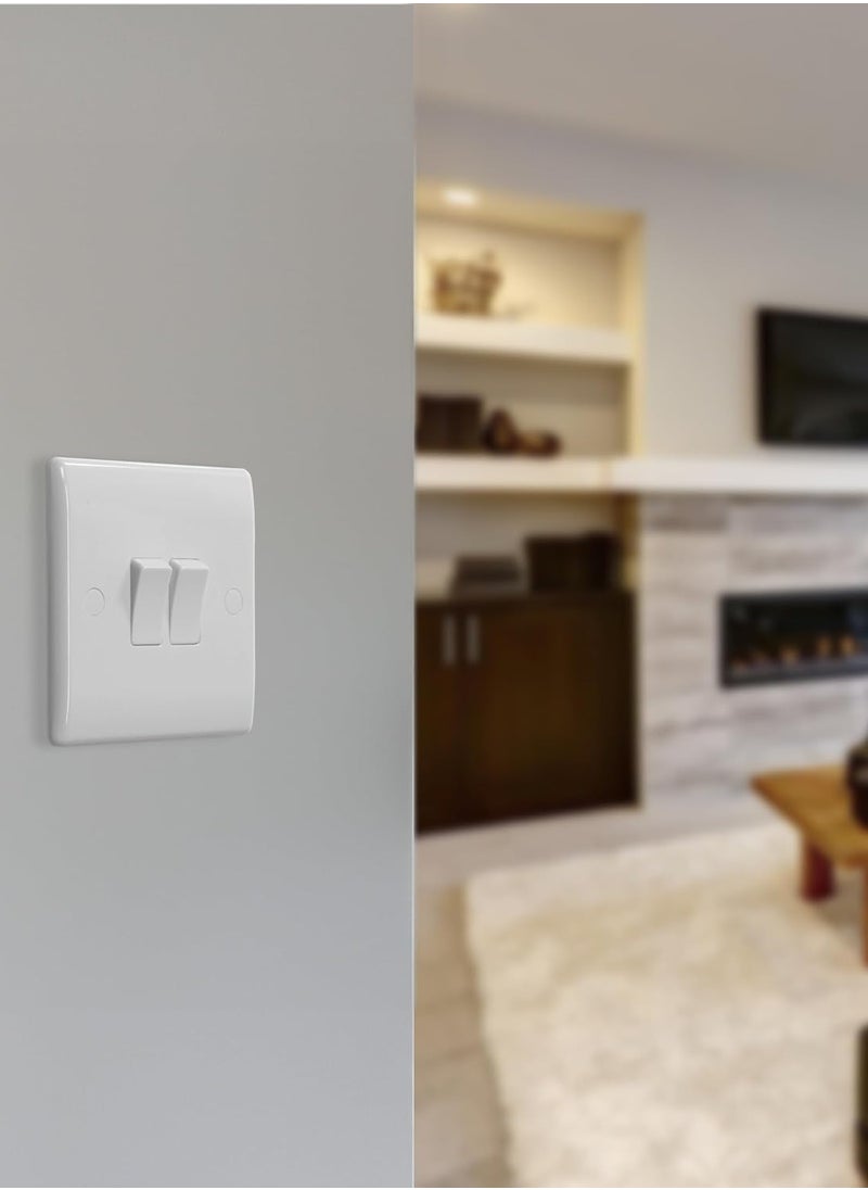 Generic 2-Gang White Moulded Wall Light Switch – 10A | Modern & Sleek Design  - Image 2